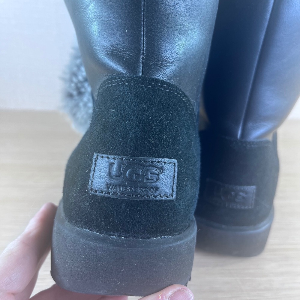 UGG Isadora Black Leather Suede Pom Pom Waterproof Winter Boots Women 11 1018605 - Picture 5 of 11